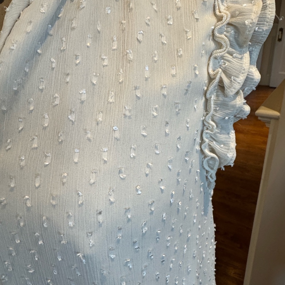 Greylin Ivory Textured Ruffle Blouse - Picture 6 of 8